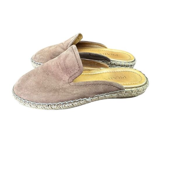 PRADA Shoes - PRADA Espadrille Loafer Mule Slide Flat Shoe Brown Suede EU 36
